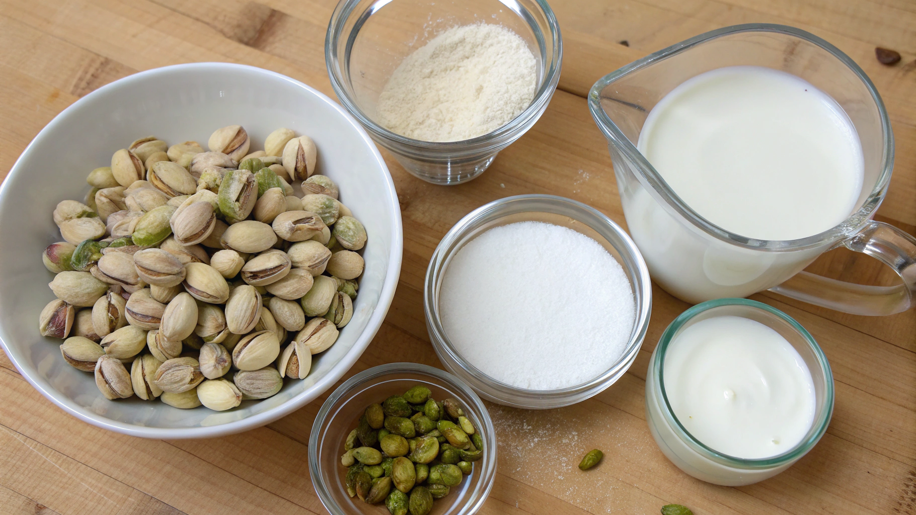 Ingredients for pistachio cream recipe