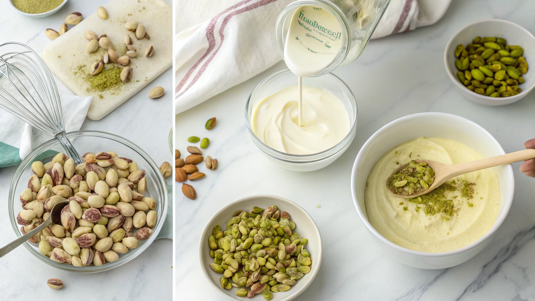 Steps for preparing pistachio cream