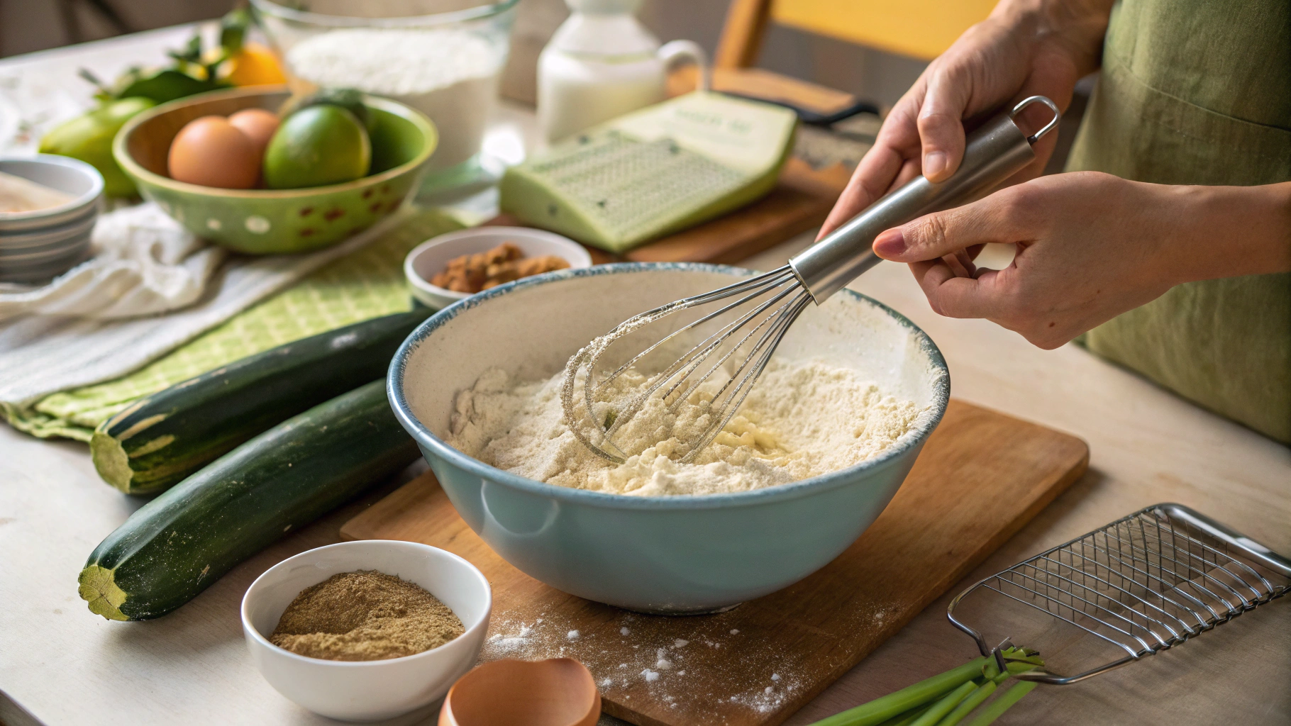 Preparing Zucchini Bread Steps