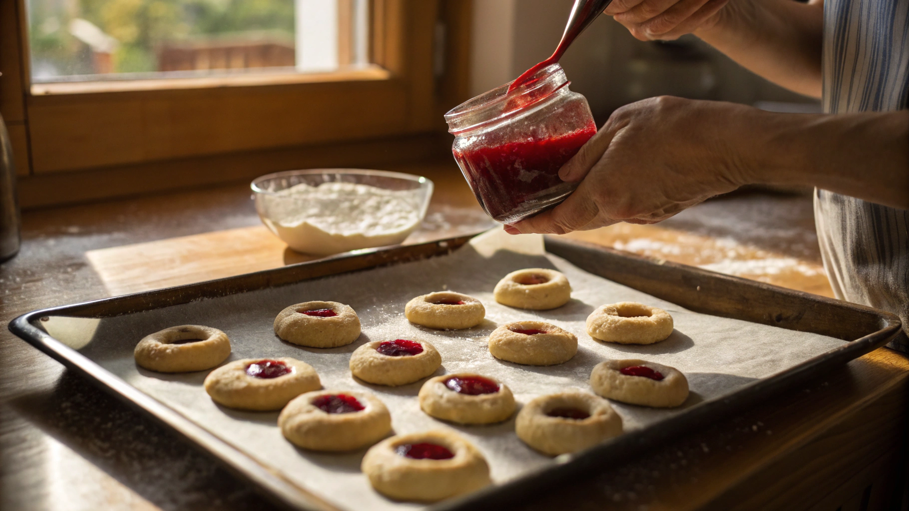 Steps for making thumbprint cookies